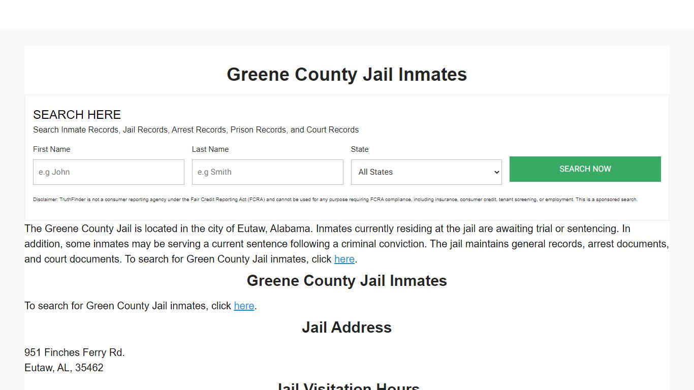 Greene County Jail Inmates - Alabama Inmate Search