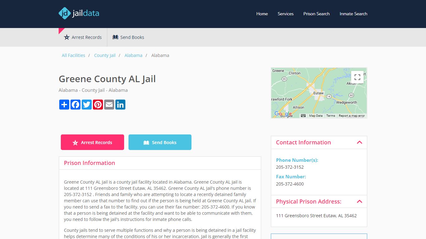 Greene County AL Jail Inmate Search and Prisoner Info - Eutaw, AL